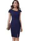 Robe unie élégante et professionnelle pour femmes - idéale pour les occasions formelles et les journées d'été bleu marine
