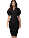 Robe crayon vintage de couleur unie noir