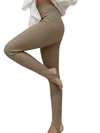 Leggings en tricot côtelé taille haute pour femme kaki