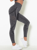 Leggings Fitness Taille Haute Push-Up Sans Couture pour Femme gris