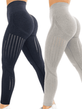 Leggings Fitness Taille Haute Push-Up Sans Couture pour Femme bleu et gris
