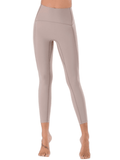 Pantalon de Yoga à sensation nue pour femme - Confort optimal pour les activités sportives et de fitness - Taille haute et longueur cheville pour un maintien  beige