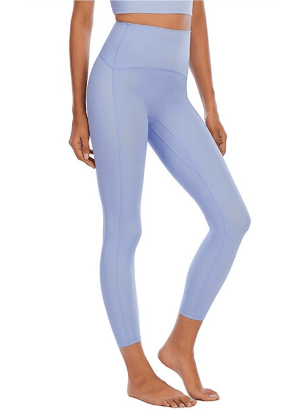 Pantalon de Yoga à sensation nue pour femme - Confort optimal pour les activités sportives et de fitness - Taille haute et longueur cheville pour un maintien  bleu